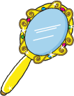 cartoon golden mirror with gems on